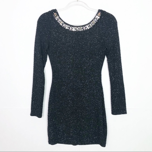 Macy's Dresses Euc Emerald Sundae Jeweled Neck Glitter Bodycon